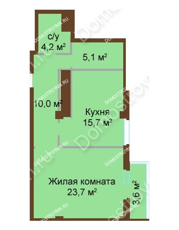 1 комнатная квартира 62,3 м² - ЖК Бояр Палас