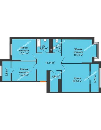 3 комнатная квартира 94,4 м² - ЖК Сердце